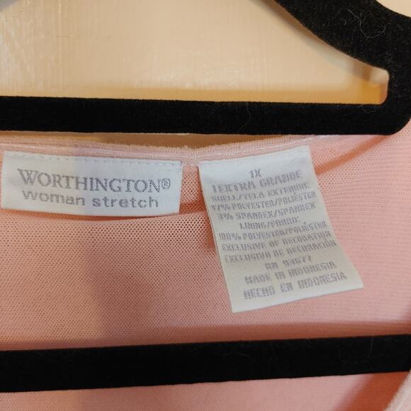 Worthington Woman Stretch Pink Size 1X Plus Size Short Sleeve Top Blouse - Picture 8 of 9